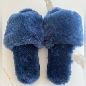 Blue Fuzzy Slippers